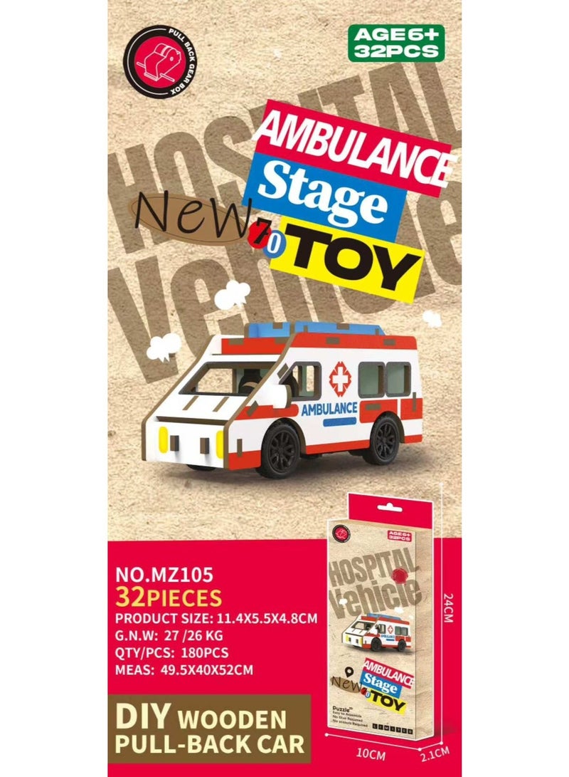 3D DIY Wooden Pull Back Bus or Truck or Car - Image 2